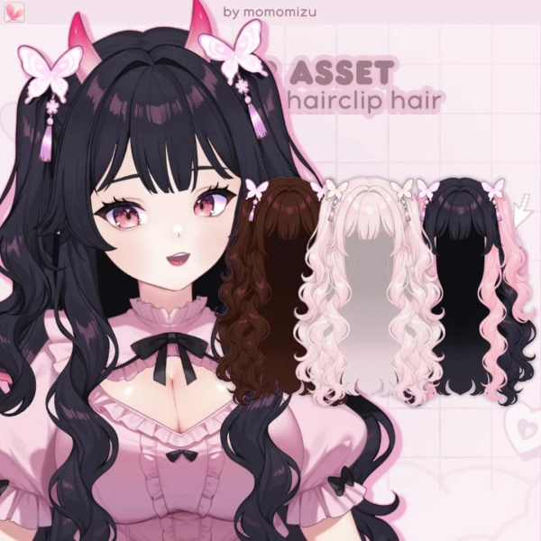 Wavy Jirai Kei Butterfly Detail Rigged Hairset for Vtube Studio - 10 Style Variations! | Physics Rigged + Adjustable Length | Momomizuvt - Etsy