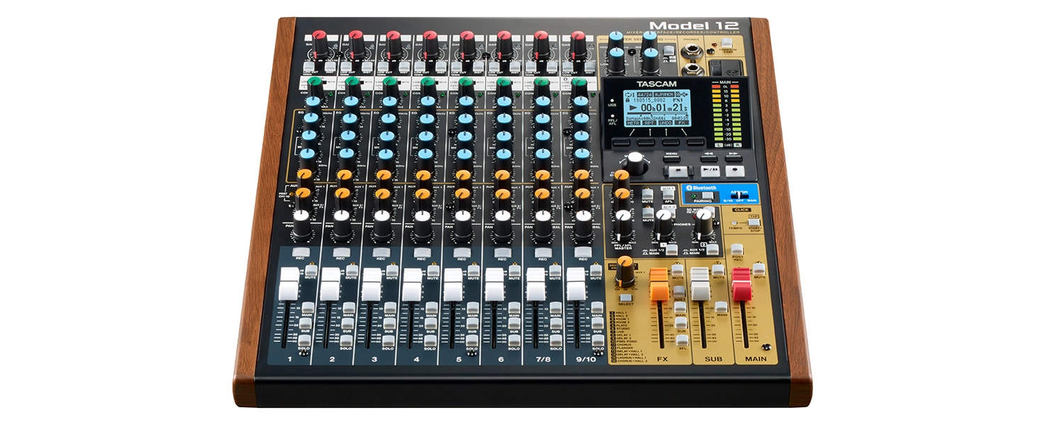 Model 12 | 12-Track Digital Recording Mixer With DAW Controller & Audio Interface | TASCAM - United States