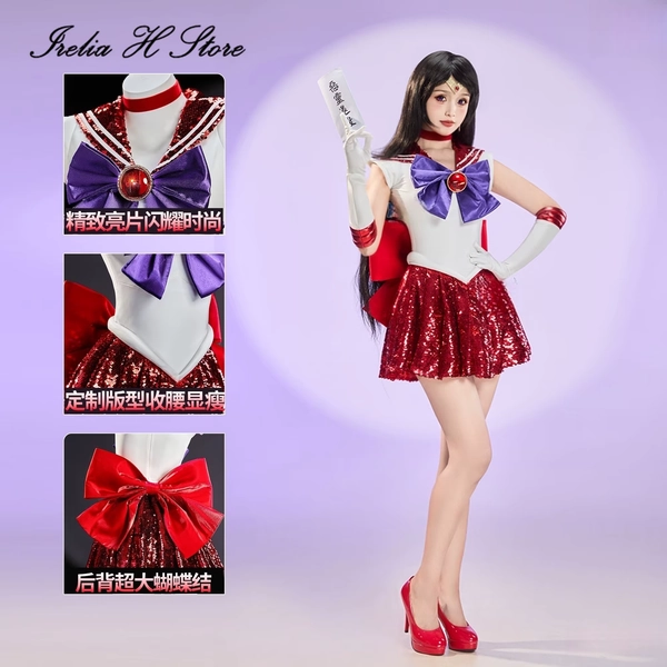 Irelia H Store Anime Sailor Moon Hino Rei disfraz de Cosplay Sailor Mars combate uniforme de marinero vestido disfraz de Halloween para mujer - AliExpress 200000532