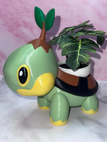 Turtwig Pokemon Flower Succulent Pot Planter 3D Printed Hand Painted WYSIWYG