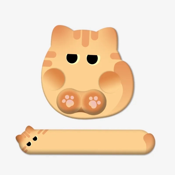 Orange Cat Mouse Pad Wrist Rest Cute Cat Gaming Room Decor - Long Keyboard Rest