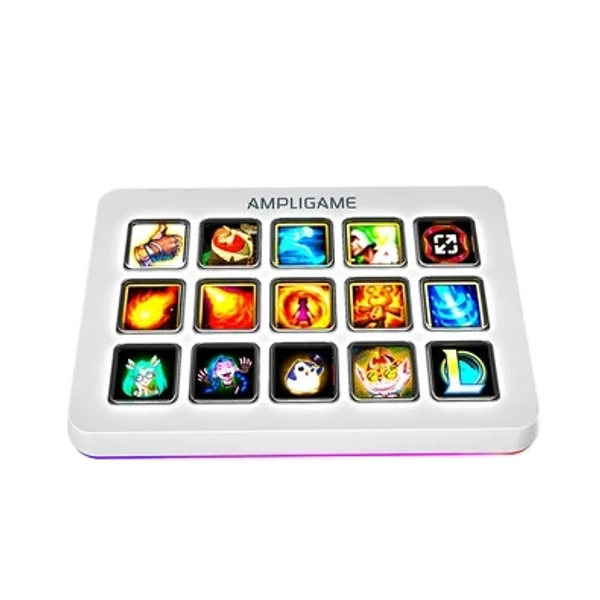Stream Controller Fifine AmpliGame D6, 15 Teclas Macro, RGB, Branco - D6W