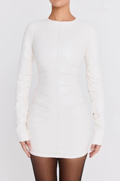 Clothing: Mini Dresses: Ivory Vegan Leather Mini Dress