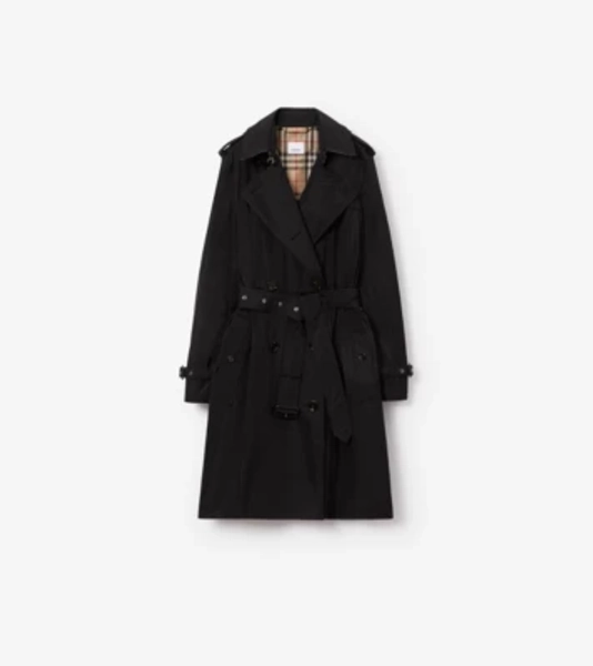 Mid-length Lightweight Kensington Trench Coat in Black - Women, Nylon | Burberry® Official