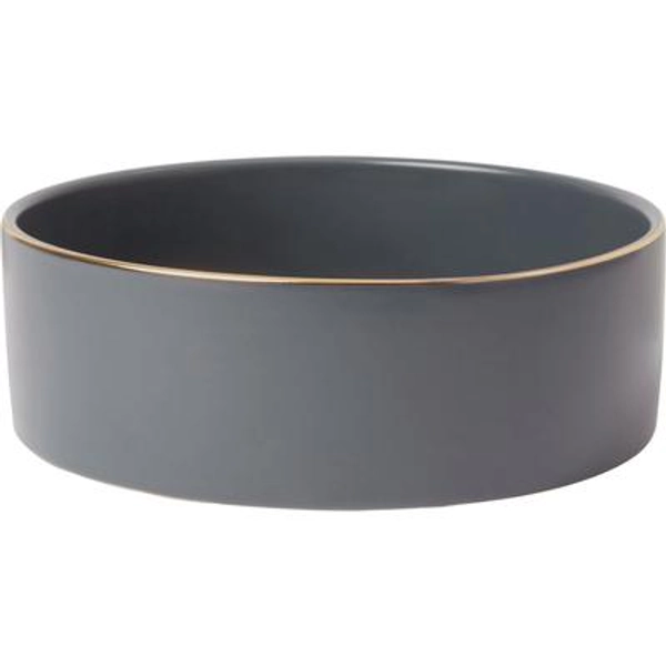 Frisco Modern Gold Rim Ceramic Bowl, Deep Sea Blue, Medium: 5 cup