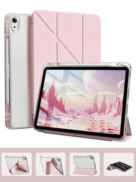 Case Compatible With IPad 10th Generation 10.9 Inch 2022/IPad (A16) 11th Generation 11 Inch 2025/IPad Air 4th/5th, IPad Pro 2020/2021/2022/2024, Slim Stylish Clear IPad Case With Pencil Holder, Multi Angles Folding Y-Shaped Stand Cover