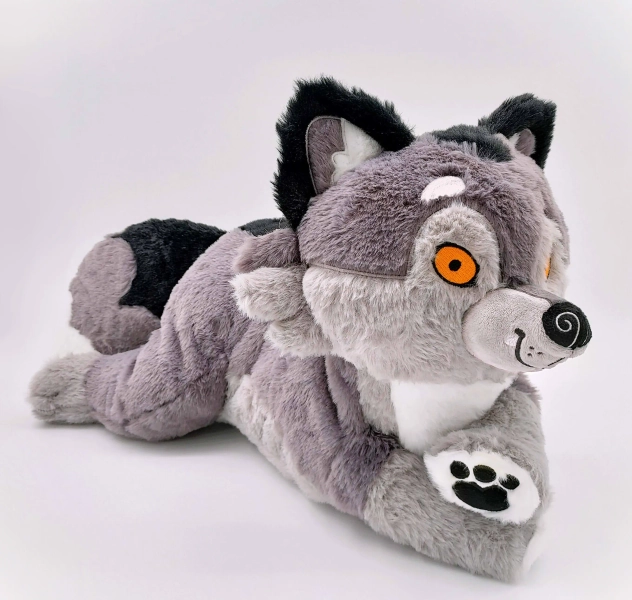 Weighted Grey Wolf Plush: Wolfgang Cuddle Pillow for Comfort