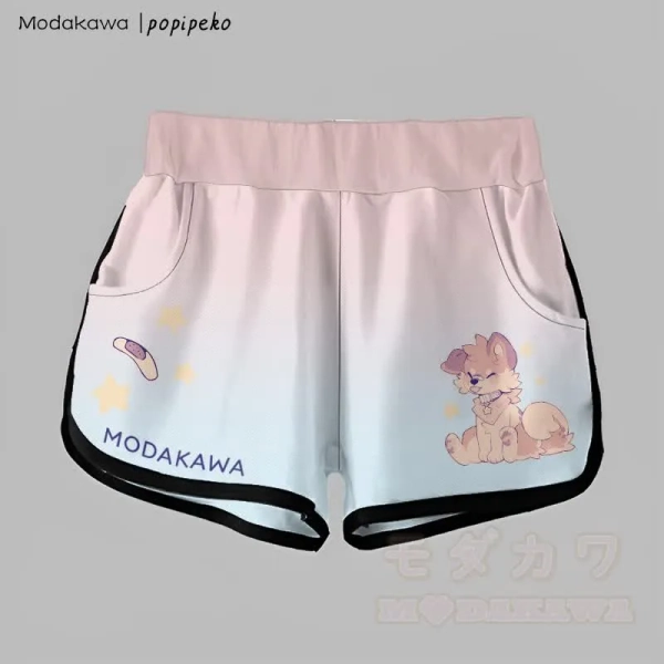 MODAKAWA X popipeko Gradient Tongue-out Puppy Graphic Shorts