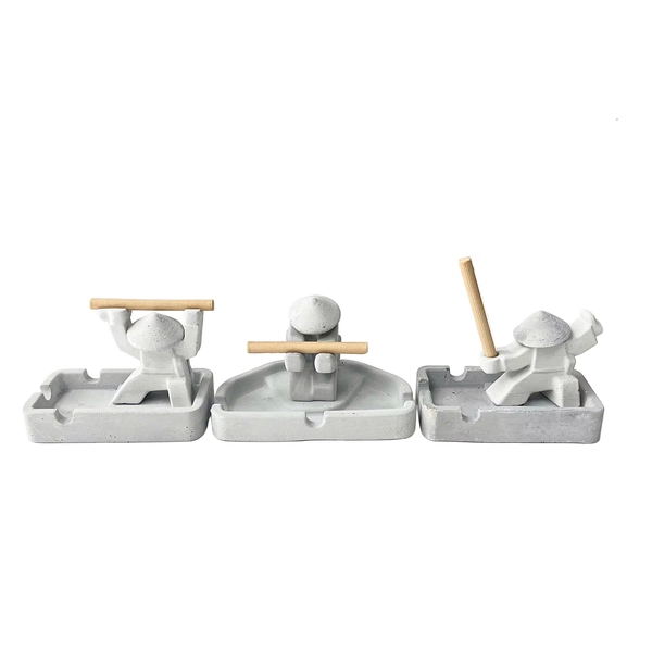 When Your Ash Needs Emotional Support, These Little Dudes Are Here | Set of 3 Unique Concrete Ashtrays | Gift For Him