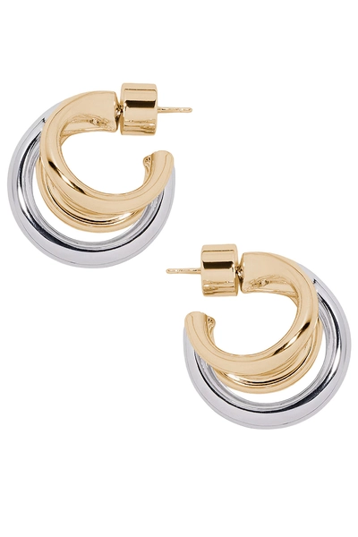 Jennifer Fisher Triple Lilly Huggie Earrings in Metallic Gold