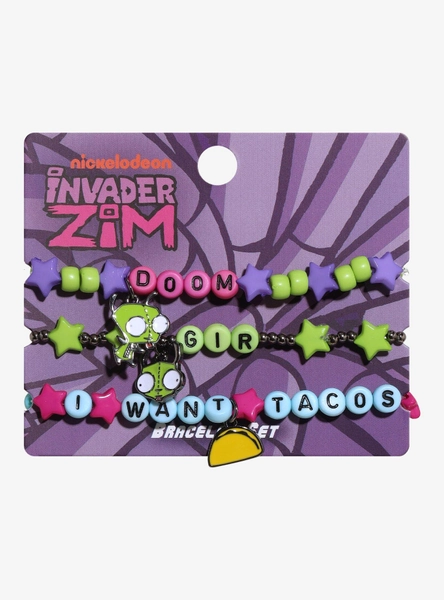 Invader Zim GIR Theme Bead Bracelet Set