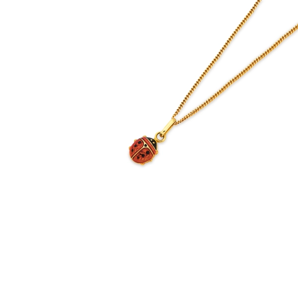 9ct Gold Red Ladybug Pendant