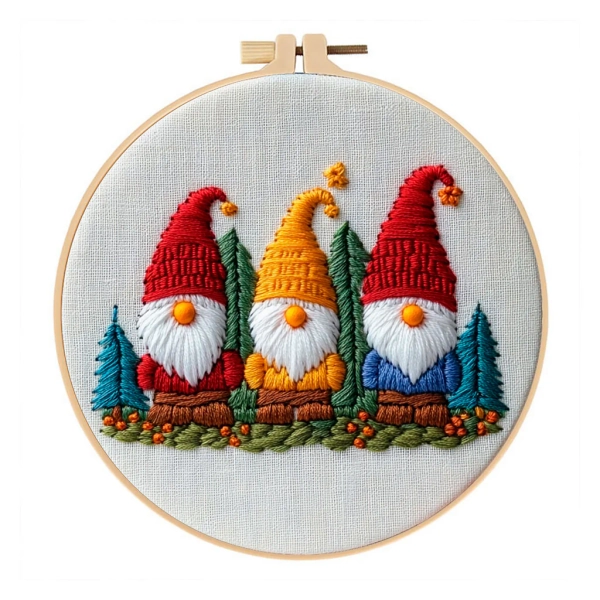 Poppy Crafts Embroidery Kit #155 - Christmas Gnomes