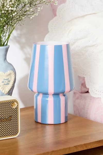 blue & pink stripe glass lamp
