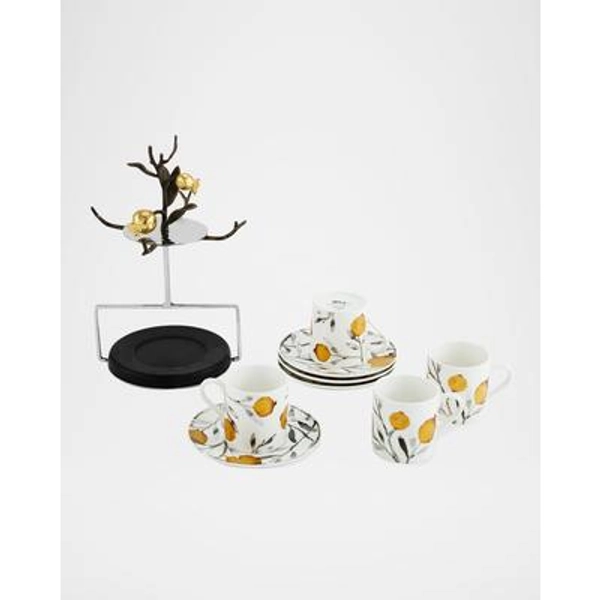 Pomegranate Demitasse Set with Stand