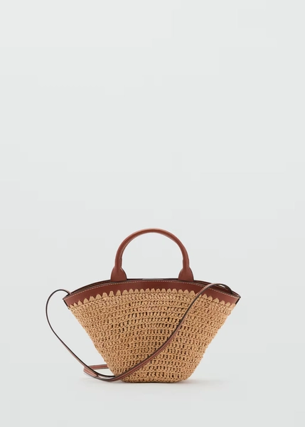 Small double-handle natural fiber bag - Women | MANGO USA