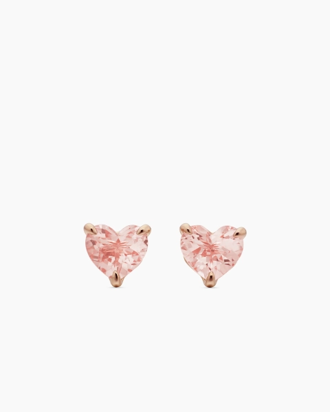 Chatelaine® Heart Stud Earrings in 18K Rose Gold with Morganite, 8mm
