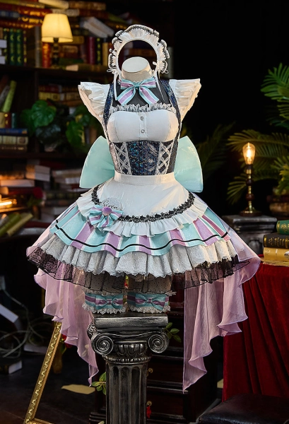 Goddess of Victory: Nikke Siren Cosplay Costume Coffee Maid Outfit Dress with Apron and Headband