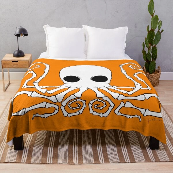 Anatomically Incorrect Octopus (Orange) Throw Blanket