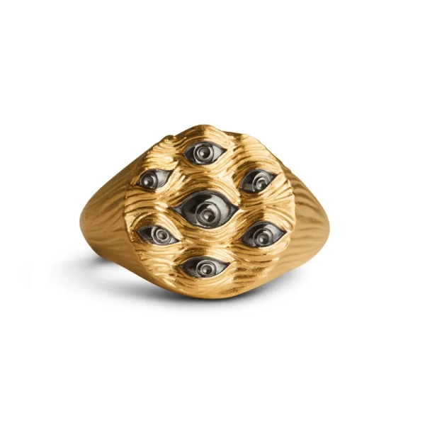 Eyes of Many Signet Ring – Gold & Black Eyes