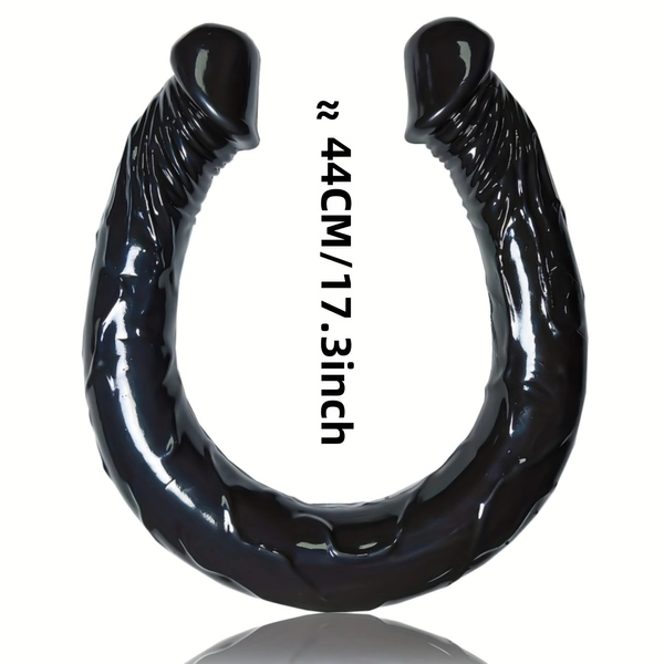 18-inch Realistic Double-headed Double-ended Dildo, Suitable for Vaginal or Anal Insertion, for Solo Female Play, Light Beige/black