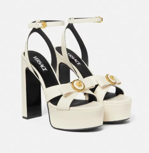 Versace Cream Leather Sandals