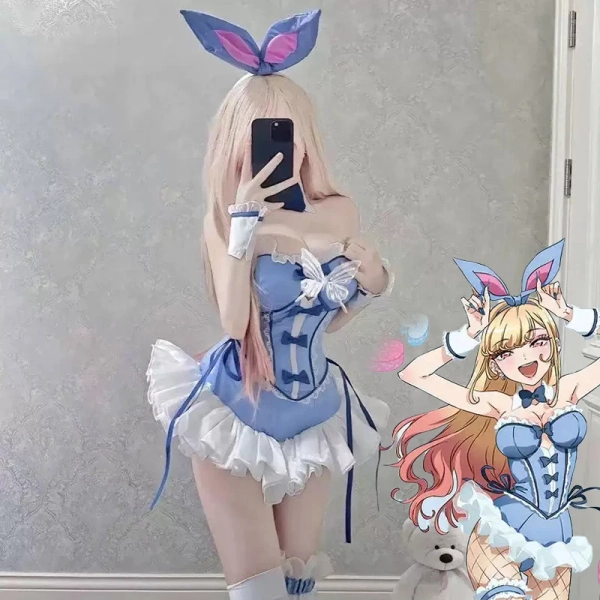 Anime My Dress Up Darling Kitagawa Marin Cosplay Costume Girl Blue Dress Cute Bunny Girl Uniform Halloween Clothes Outfit - AliExpress