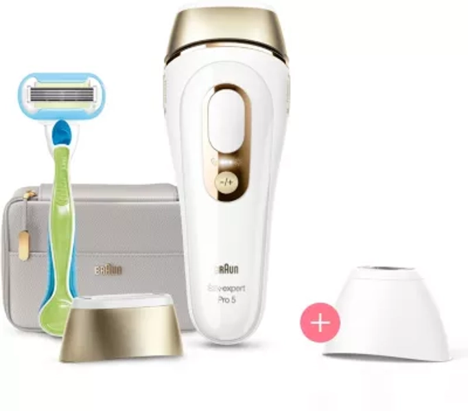 Epilateur lumière pulsée BRAUN IPL PL5154 Silk-expert pro 5, 2 têtes, 1 rasoir Gillette Venus, 1 pochette | Boulanger