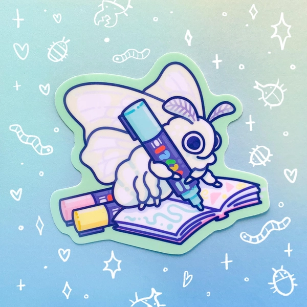 Marker Moth Glossy Waterproof Sticker Bug Artist Laptop Water Bottle Cute Bug Nature Insects