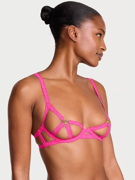 Rose Hardware Lace Strappy Open-Cup Demi Bra