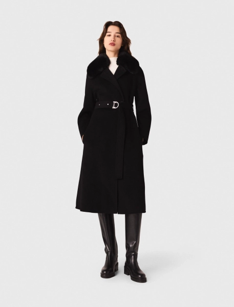Double-faced coat with removable collar