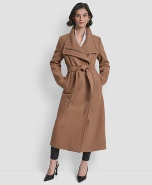 Women's Wing Collar Asymmetrical Wrap Coat