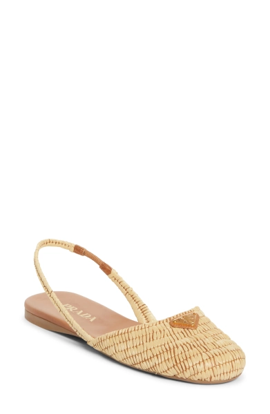 Raffia Slingback Flat