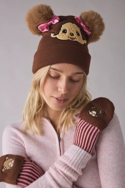 Monchhichi Cold Weather Knit Beanie & Glove Set
