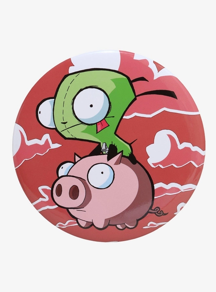 Invader Zim GIR Pig 6 Inch Button