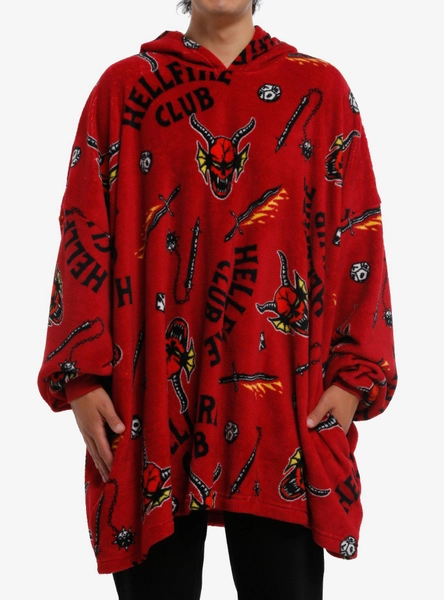 Stranger Things Hellfire Club Fuzzy Oversized Hoodie
