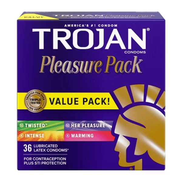 Trojan Pleasure Pack Assorted Lubricated Condoms - 36ct