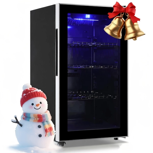 TEMU Compact 150-cans Mini Beverage Refrigerator With Glass Door & Electronic Control