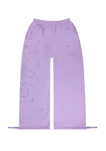 DREAMER RHINESTONE TEDDY OVERSIZED SWEATPANTS LILAC