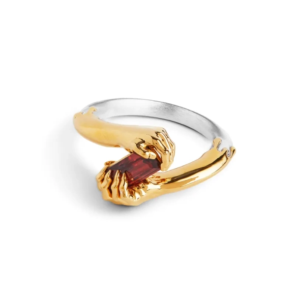Love on your Hand – Silver/Gold and Mozambique Garnet