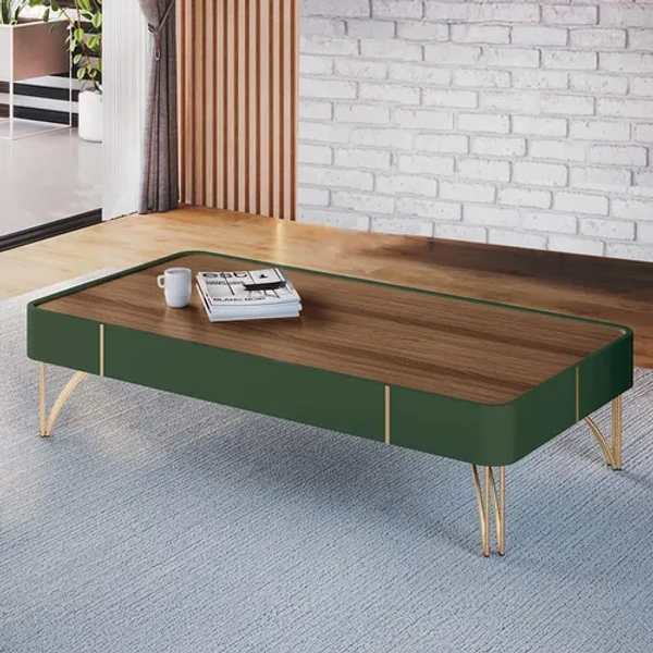 Mesa Centro Cadenza Mdp/mdf Pés Aço Verde Pistache/castanho