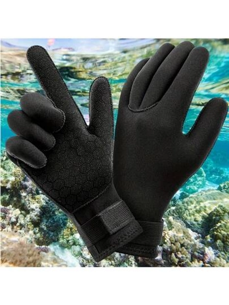 1 Pair 3mm Neoprene Warm Non-Slip Flexible Diving Surfing Gloves, Suitable For Spearfishing, Swimming, Rafting, Kayaking, Paddling, Diving, Beach Essentials, Beach Accessories, Pool Float