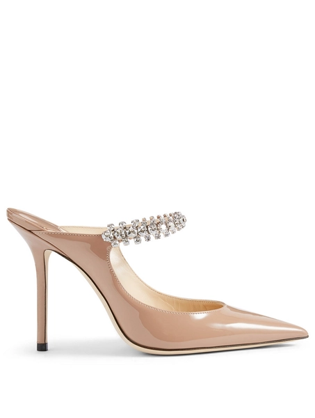 Bing 100 Patent Leather Mules With Crystal Strap