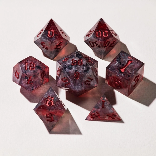 Handmade DnD Dice Set, RPG Dice Collection, Epoxy Resin Dice Set - Mists of Barovia, Interstellar Winter, Midnight Starfall