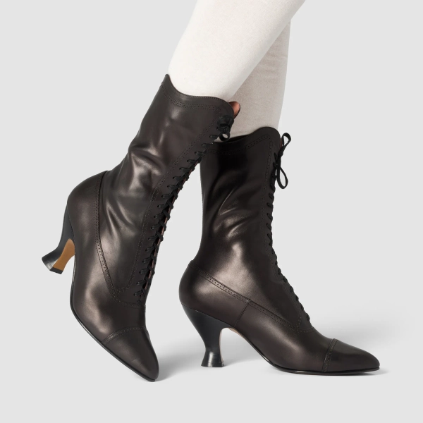 Edith Edwardian Boots Wide (Black) - 5W