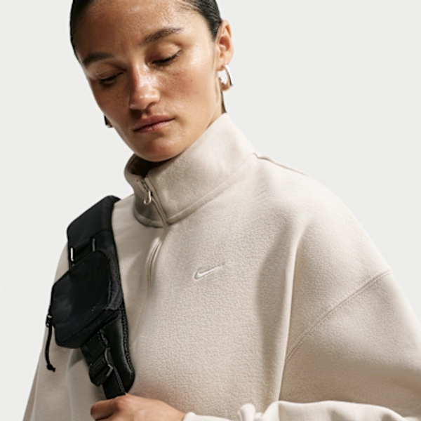 Nike Studio Fleece Medium Weight Women's Oversized 1/4-Zip Cropped Top
