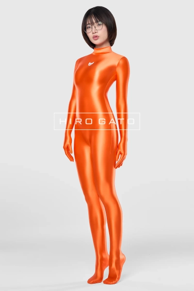 Satin Spandex Catsuit Orange Glanzanzug - Hiro Gato