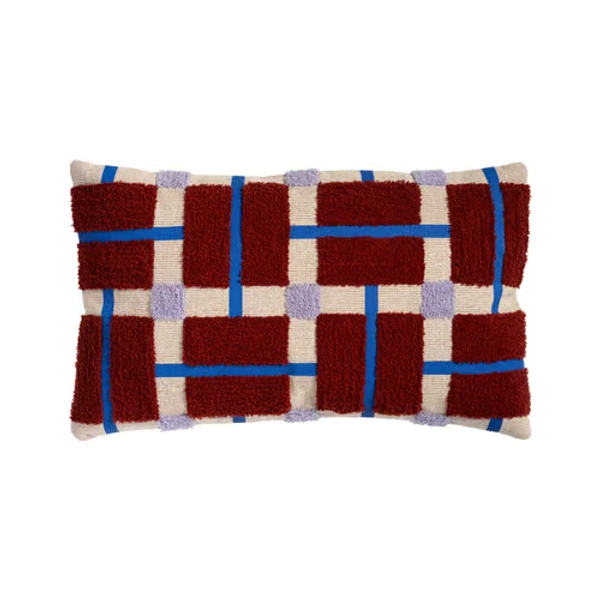 Plano Cushion cover textile red / 50 x 30 cm - Relief embroidery - & klevering