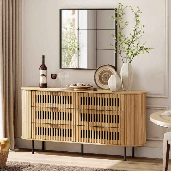 Mid-Century Modern Slatted Wooden Dresser | Wayfair