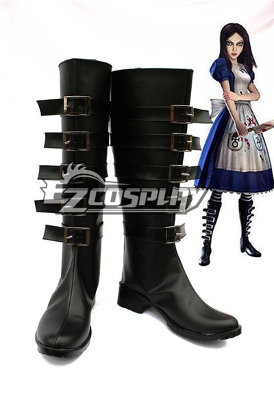 Alice: Madness Returns Alice Black Cosplay Boots - Women's size 8 25.5 CM